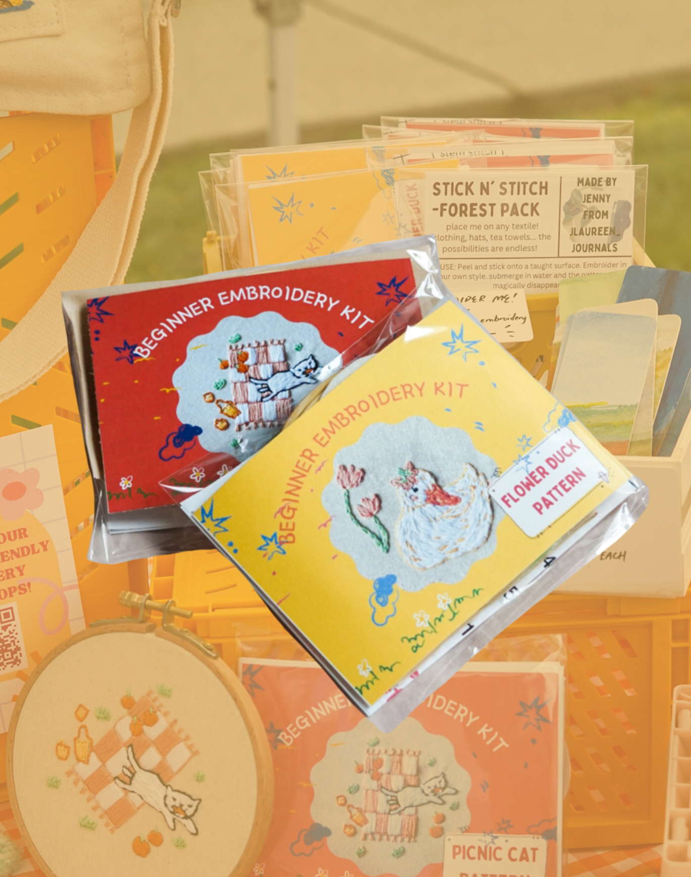 Embroidery Kit (Beginner) - PICNIC CAT
