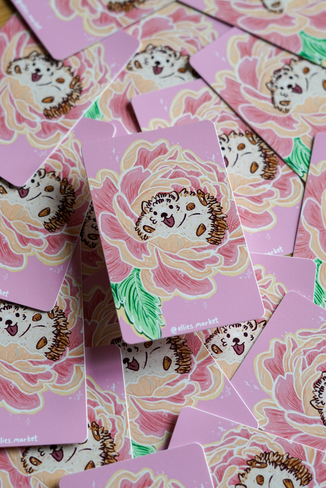 Card Sticker - PEONY HEDGEHOG