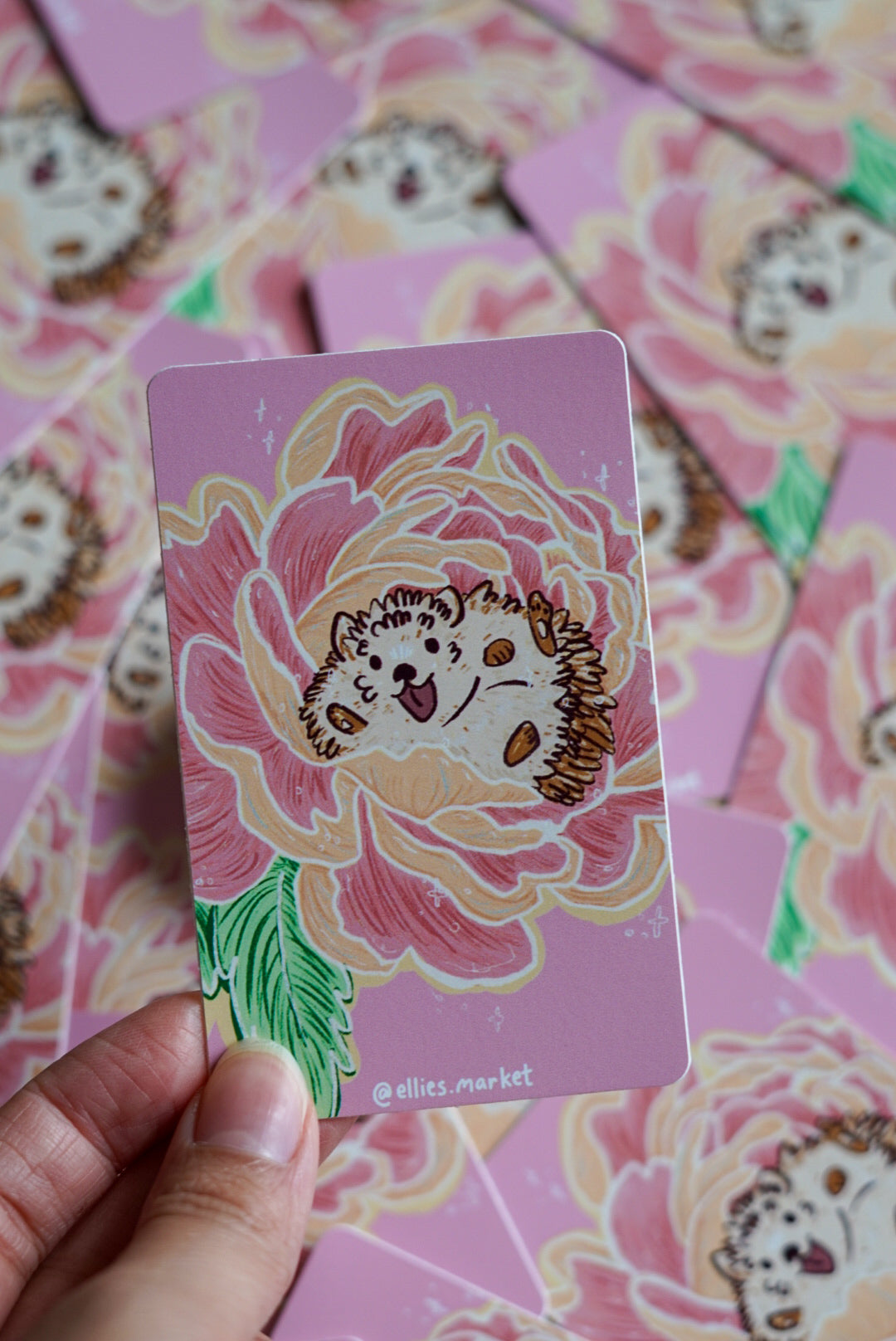 Card Sticker - PEONY HEDGEHOG