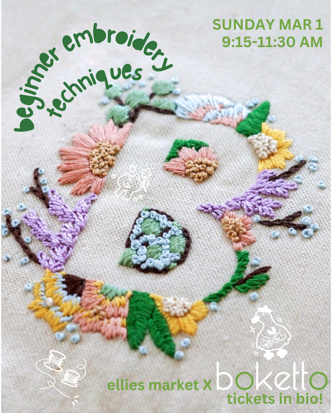 BEGINNER EMBROIDERY TECHNIQUES WORKSHOP